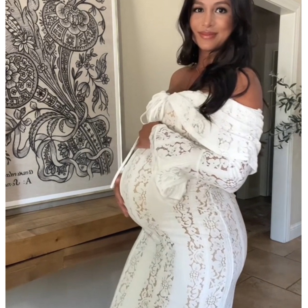 Maternity Clarisse Lace Maxi Dress - White